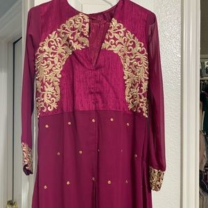 Embroidered Georgette and Art Silk Pakistani Suit